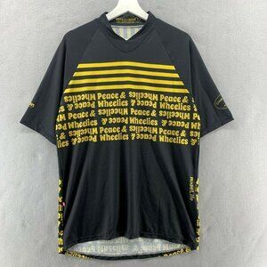 New Jakroo Cycling Jersey Mens Size Small Short Sleeve Shirt Peace & Wheelies